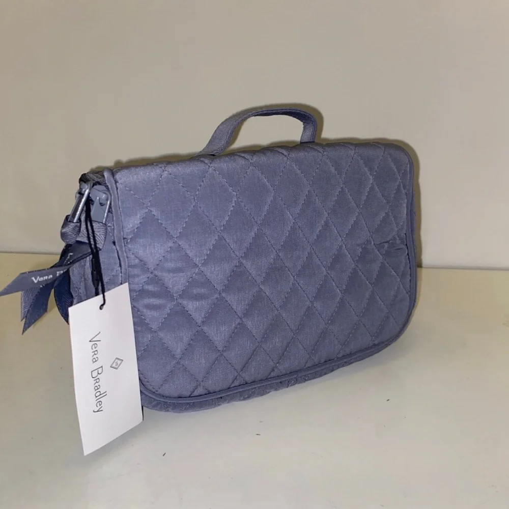 Vera Bradley Travel Cosmetic Case with Top Handle Carbon Gray